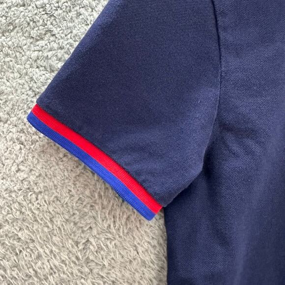 Polo Ralph Lauren Men's Medium Slim Fit Blue Polo Yellow Pony Colorful Collar 99 - Picture 6 of 9